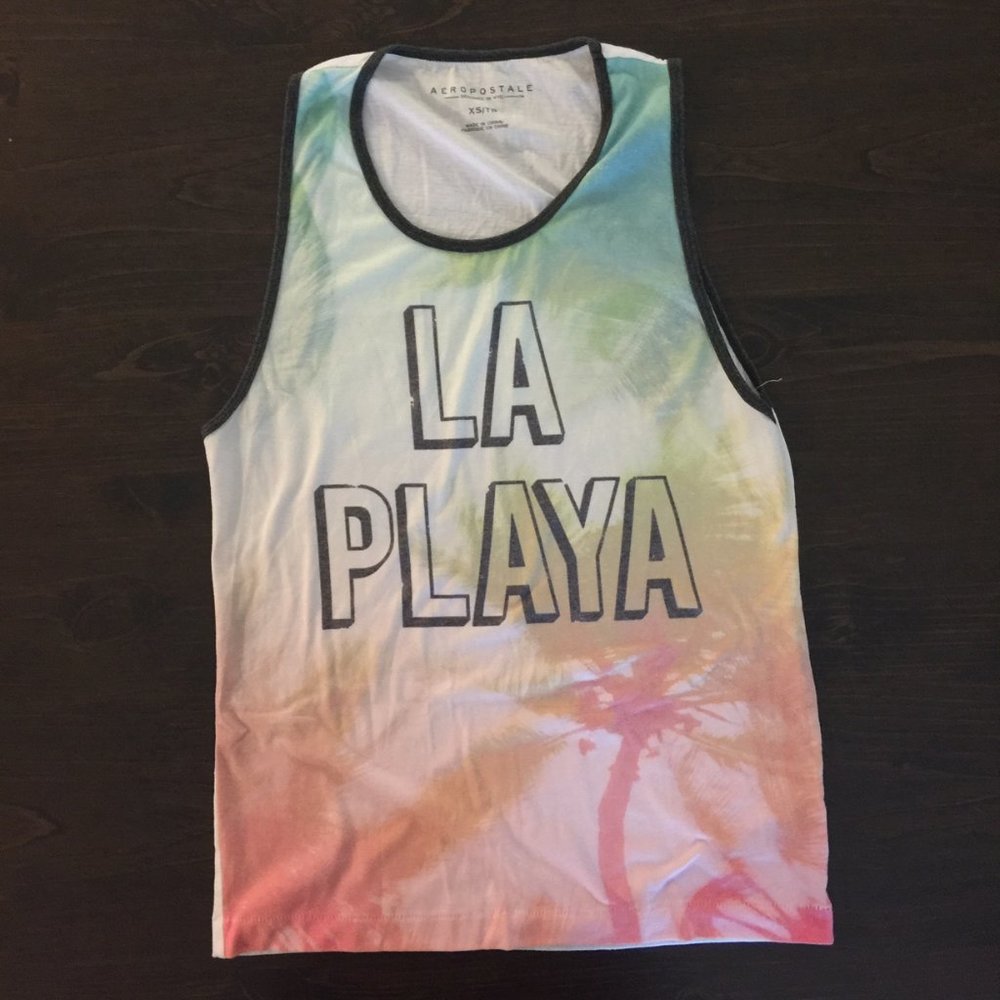 Mens Aeropostale LA PLAYA Beach Tank Top T-Shirt
